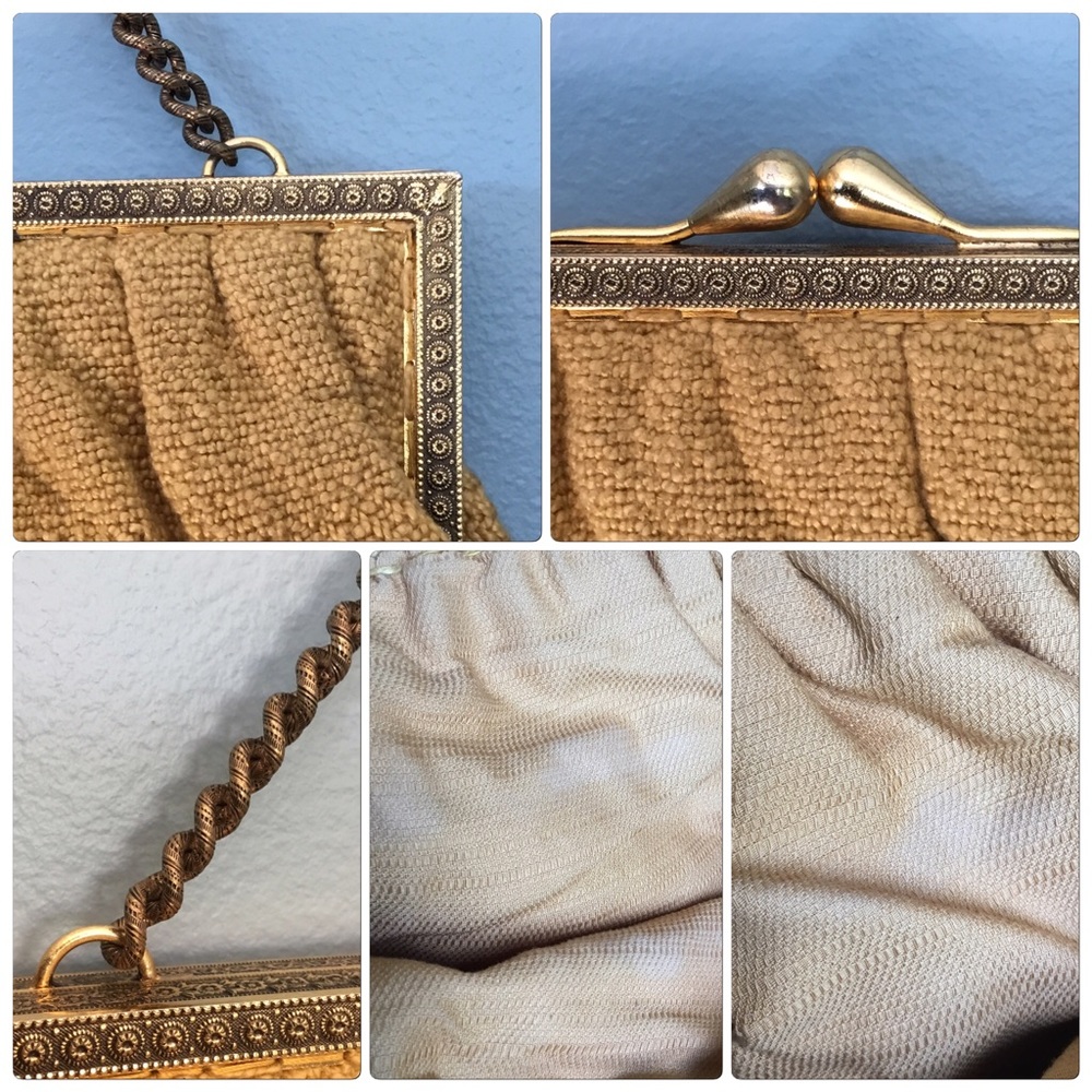 Vintage Gold Knit Chain Link Strap Purse Bag - Picture 8 of 8